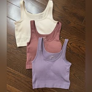 Set of three profit crop tops-white/pink/purple